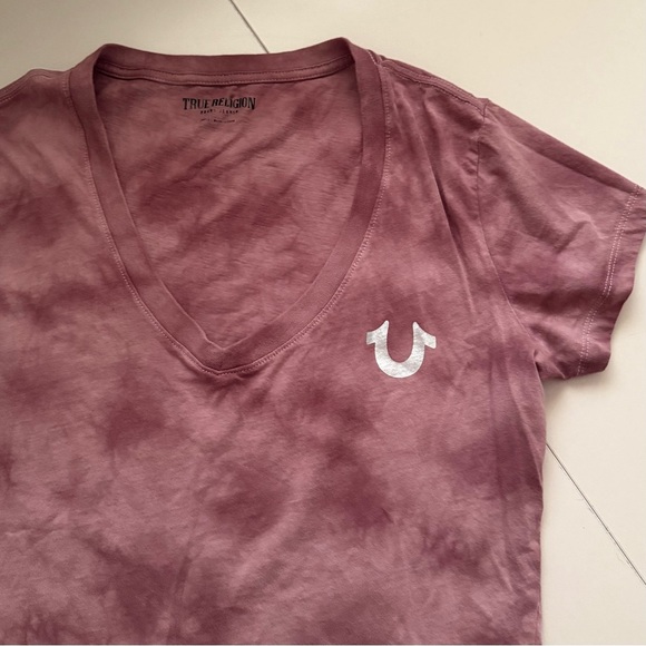 True Religion Western Mauve Pink Cowgirl Cowboy Y2K Tie Dye Shirt L - Picture 2 of 3